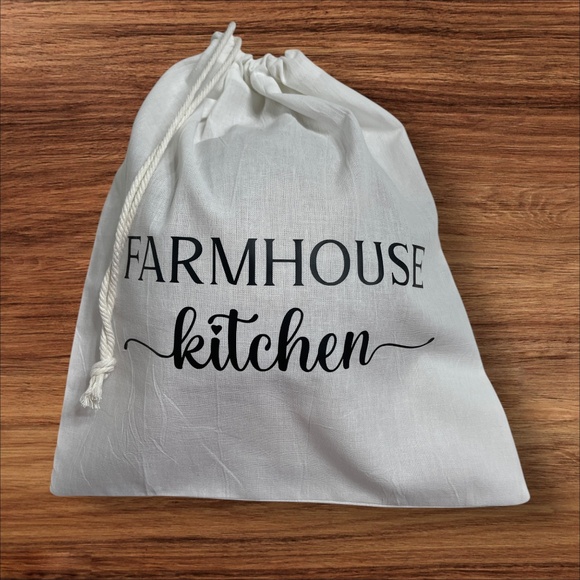 Farmhouse Kitchen Linen Sourdough Handmade Bread Bag, Reusable Cotton Bread Bag - Picture 3 of 5